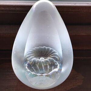 Frosted Art Glass Paperweight Cut Window Iridescent Fountain Eickholt Style